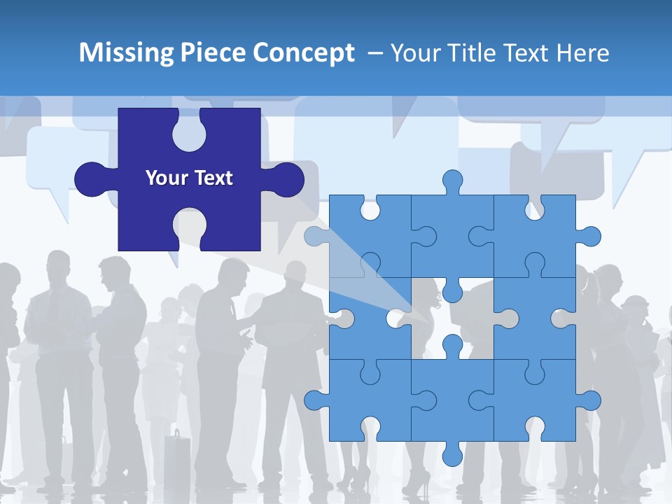 A Group Of People Standing In Front Of Speech Bubbles PowerPoint Template