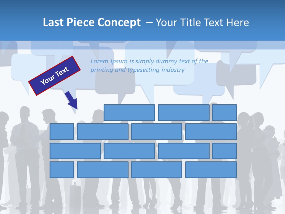 A Group Of People Standing In Front Of Speech Bubbles PowerPoint Template