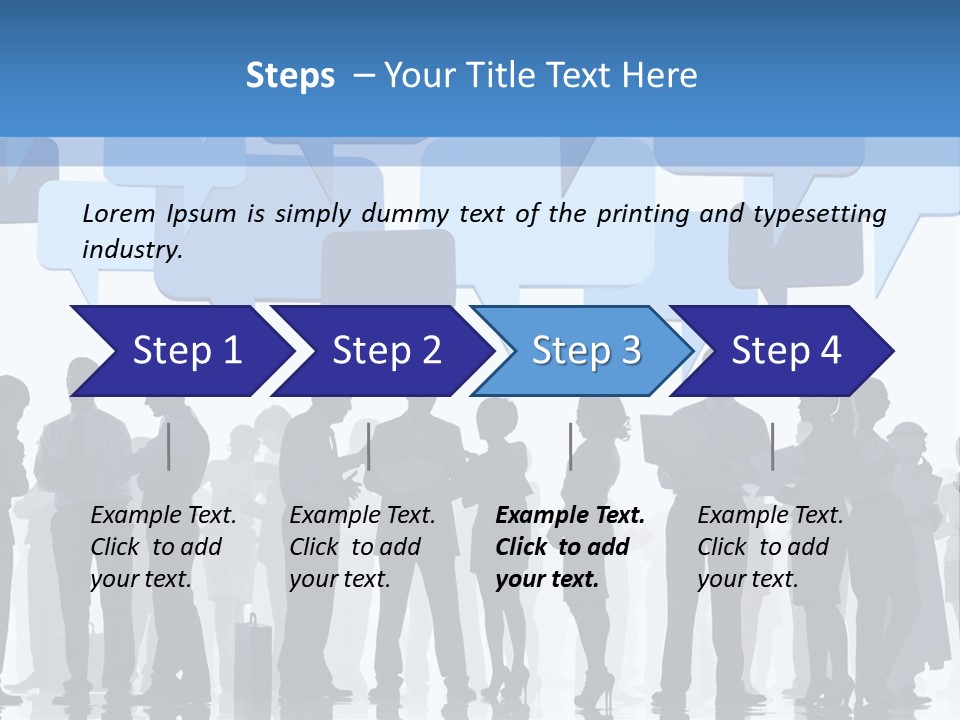 A Group Of People Standing In Front Of Speech Bubbles PowerPoint Template