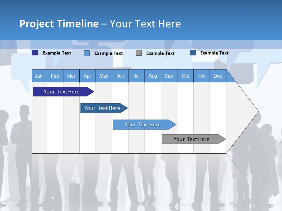 A Group Of People Standing In Front Of Speech Bubbles PowerPoint Template