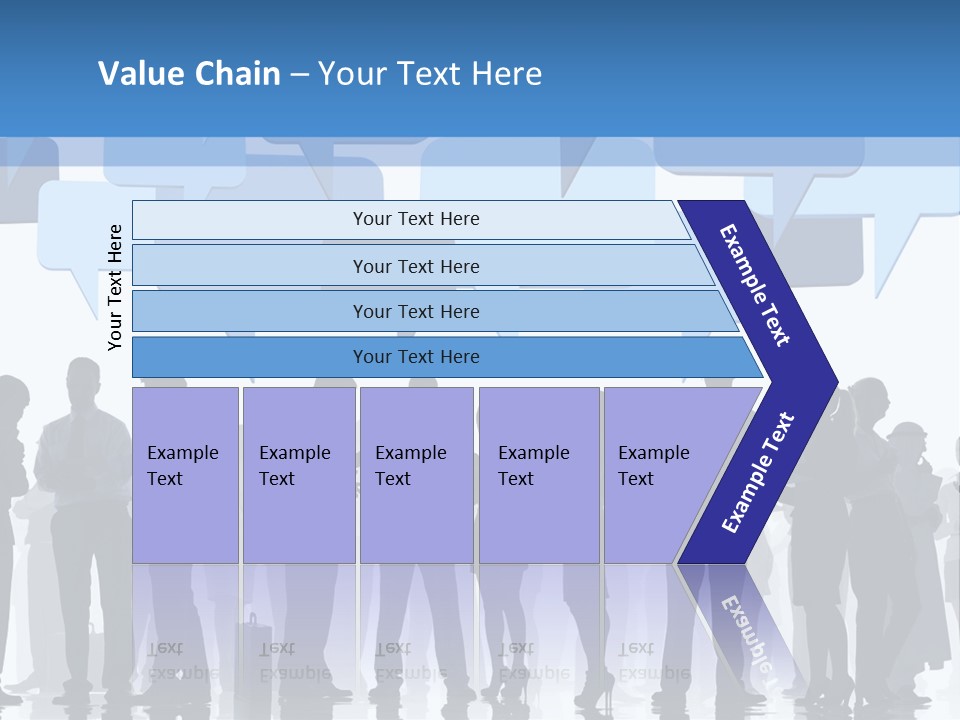 A Group Of People Standing In Front Of Speech Bubbles PowerPoint Template