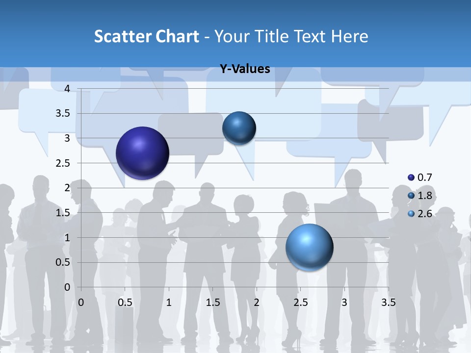 A Group Of People Standing In Front Of Speech Bubbles PowerPoint Template