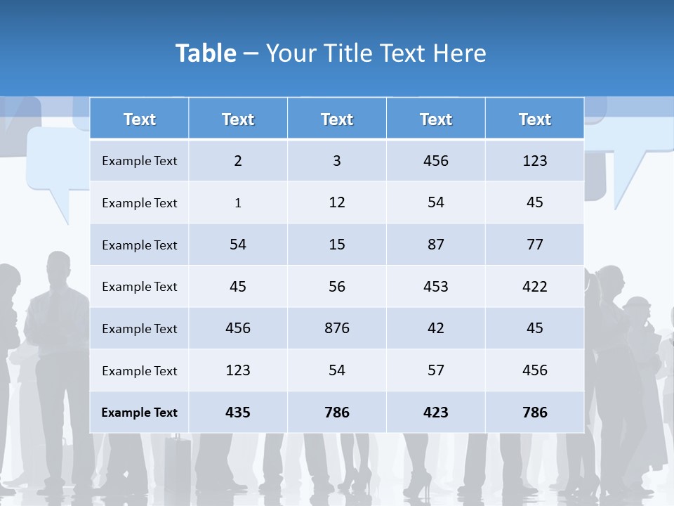 A Group Of People Standing In Front Of Speech Bubbles PowerPoint Template