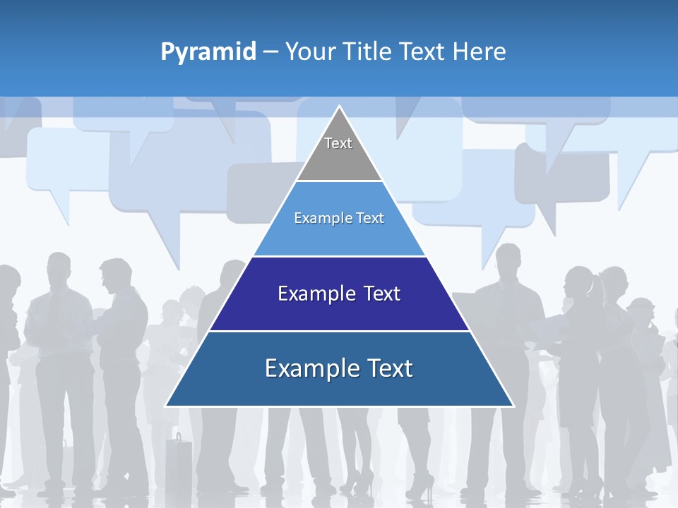 A Group Of People Standing In Front Of Speech Bubbles PowerPoint Template
