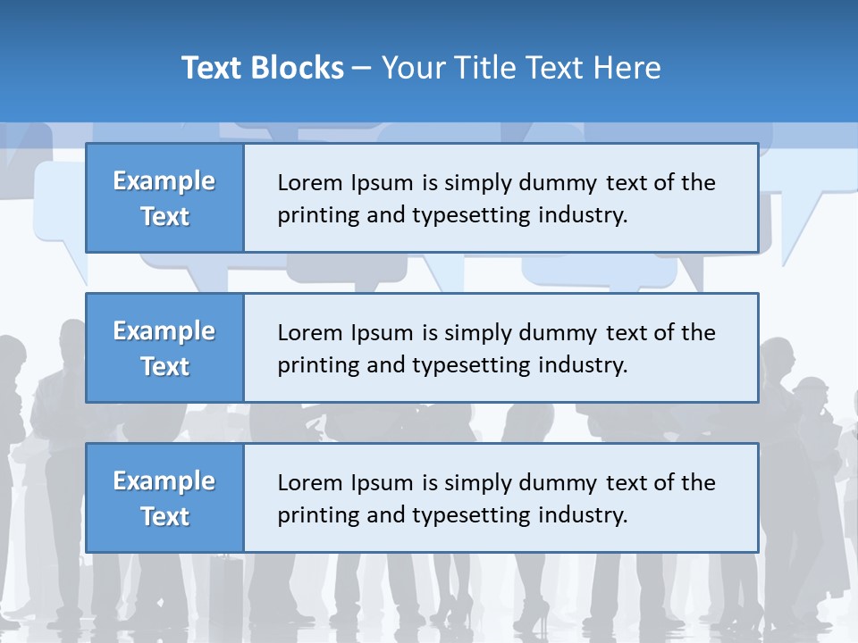 A Group Of People Standing In Front Of Speech Bubbles PowerPoint Template
