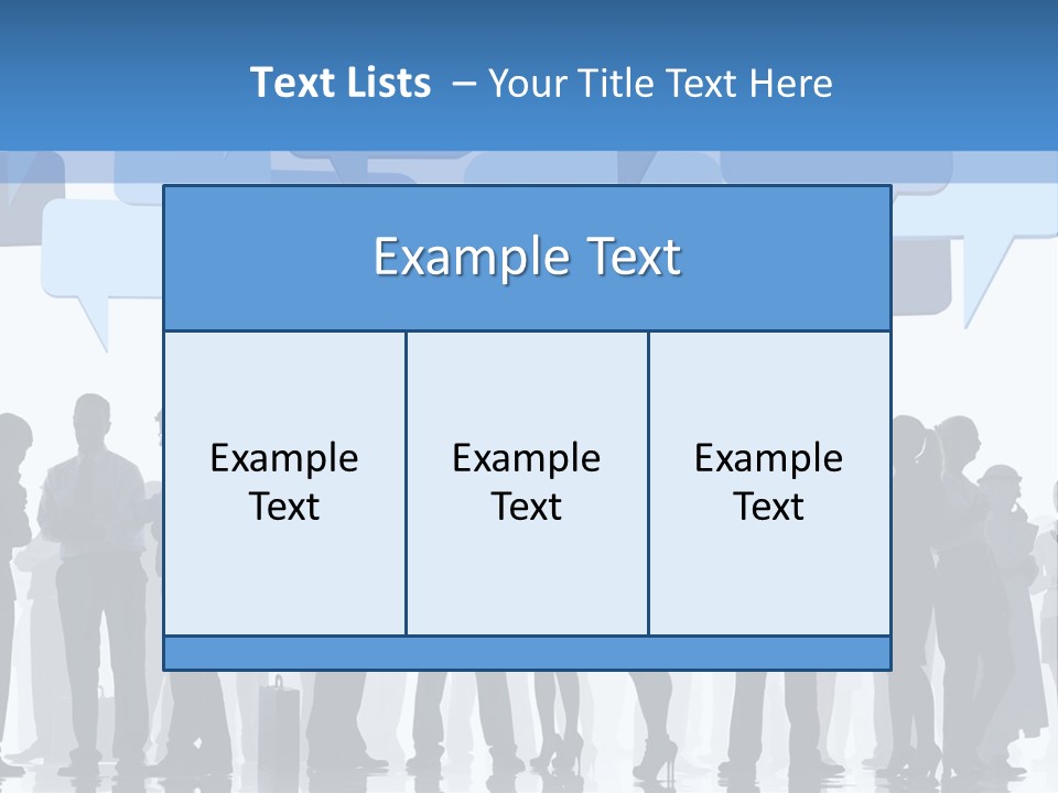 A Group Of People Standing In Front Of Speech Bubbles PowerPoint Template