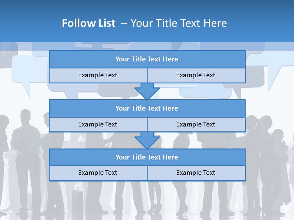 A Group Of People Standing In Front Of Speech Bubbles PowerPoint Template