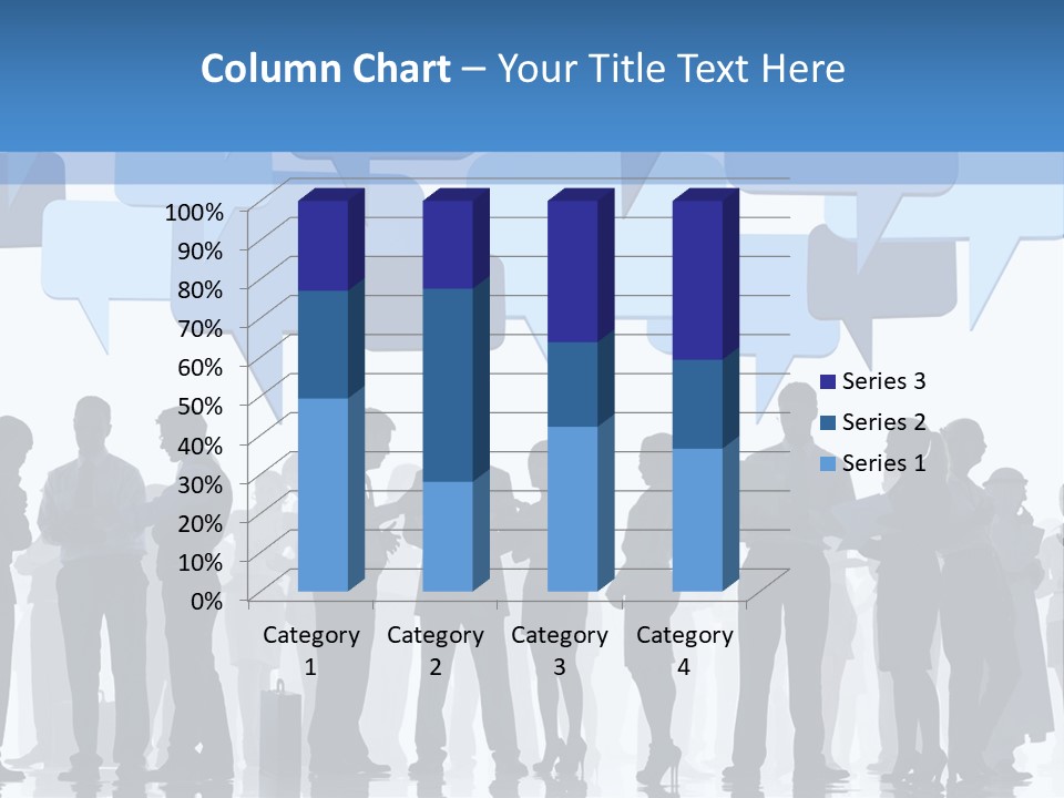 A Group Of People Standing In Front Of Speech Bubbles PowerPoint Template