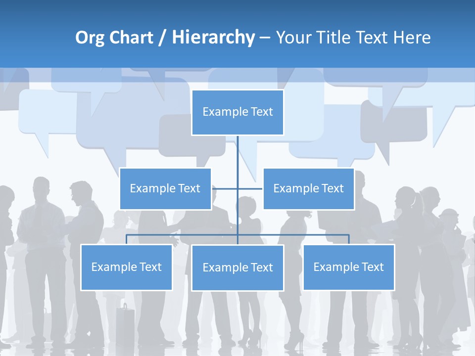 A Group Of People Standing In Front Of Speech Bubbles PowerPoint Template