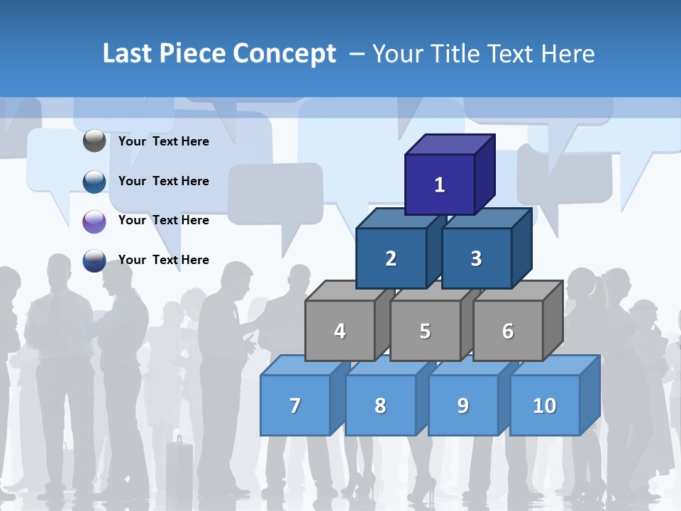 A Group Of People Standing In Front Of Speech Bubbles PowerPoint Template