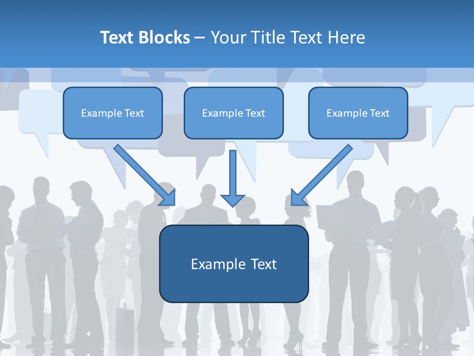 A Group Of People Standing In Front Of Speech Bubbles PowerPoint Template