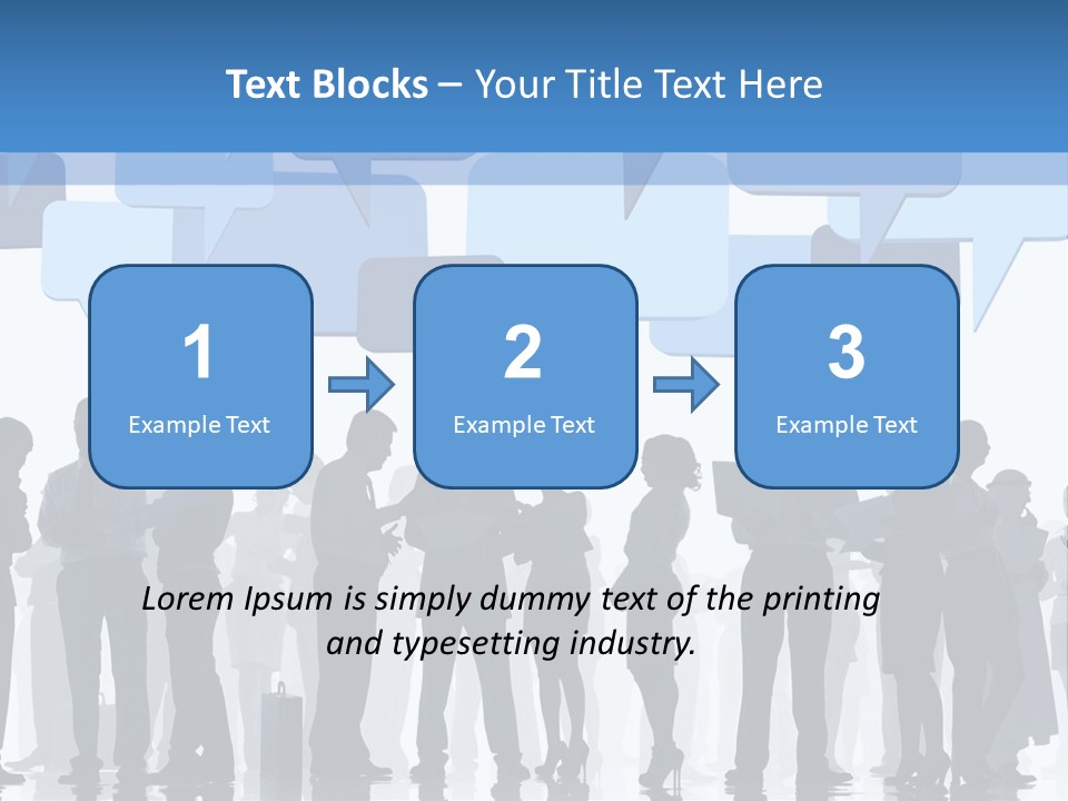A Group Of People Standing In Front Of Speech Bubbles PowerPoint Template