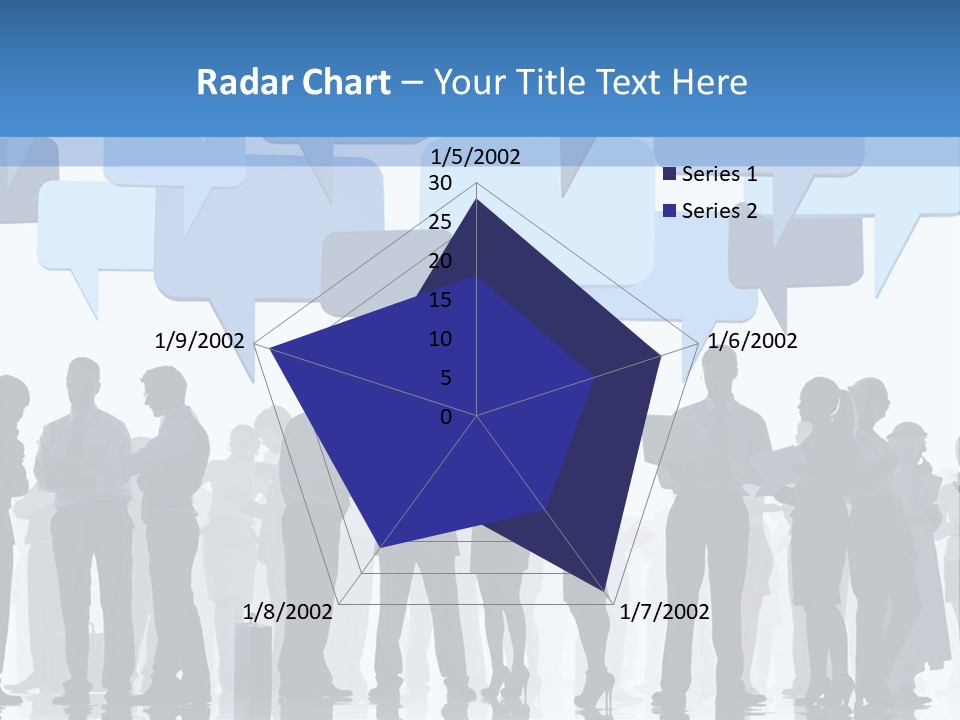 A Group Of People Standing In Front Of Speech Bubbles PowerPoint Template