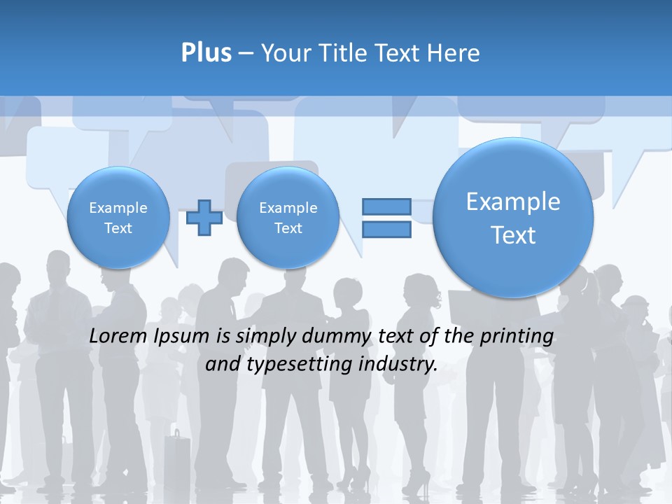 A Group Of People Standing In Front Of Speech Bubbles PowerPoint Template