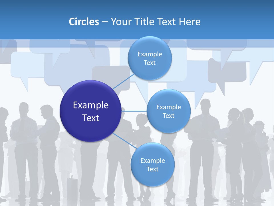 A Group Of People Standing In Front Of Speech Bubbles PowerPoint Template