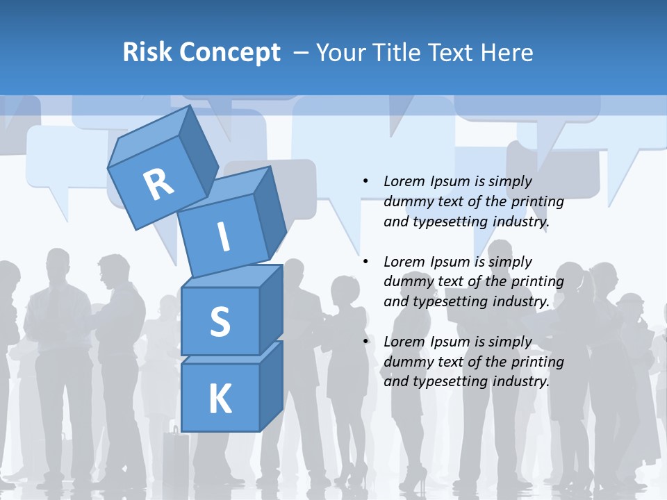 A Group Of People Standing In Front Of Speech Bubbles PowerPoint Template