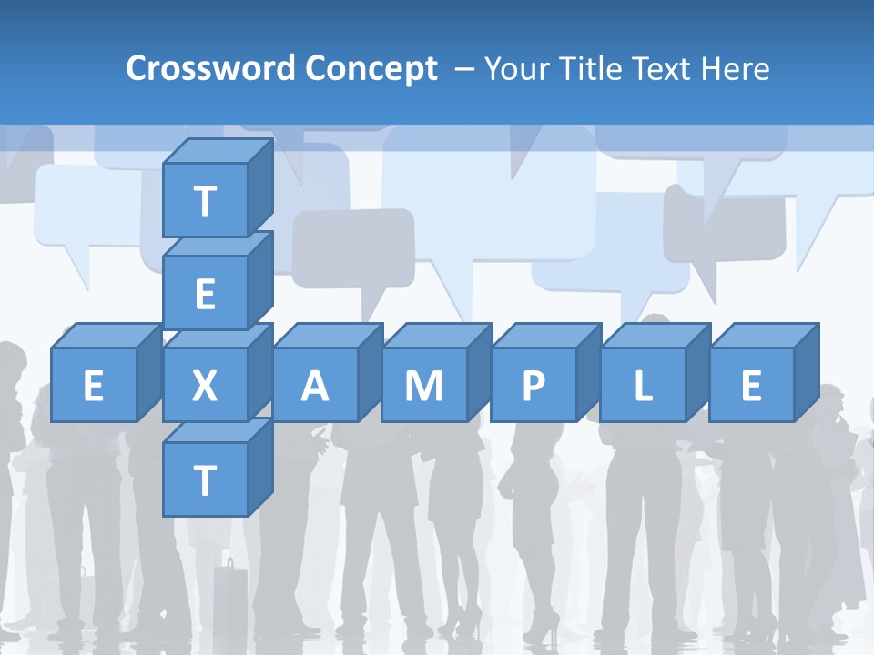 A Group Of People Standing In Front Of Speech Bubbles PowerPoint Template