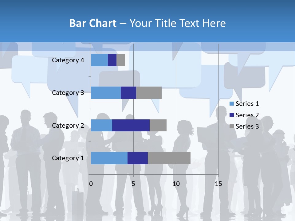 A Group Of People Standing In Front Of Speech Bubbles PowerPoint Template