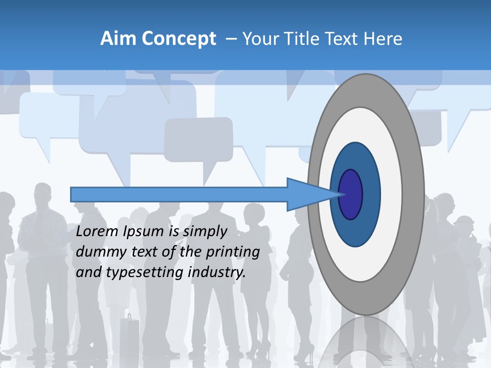 A Group Of People Standing In Front Of Speech Bubbles PowerPoint Template