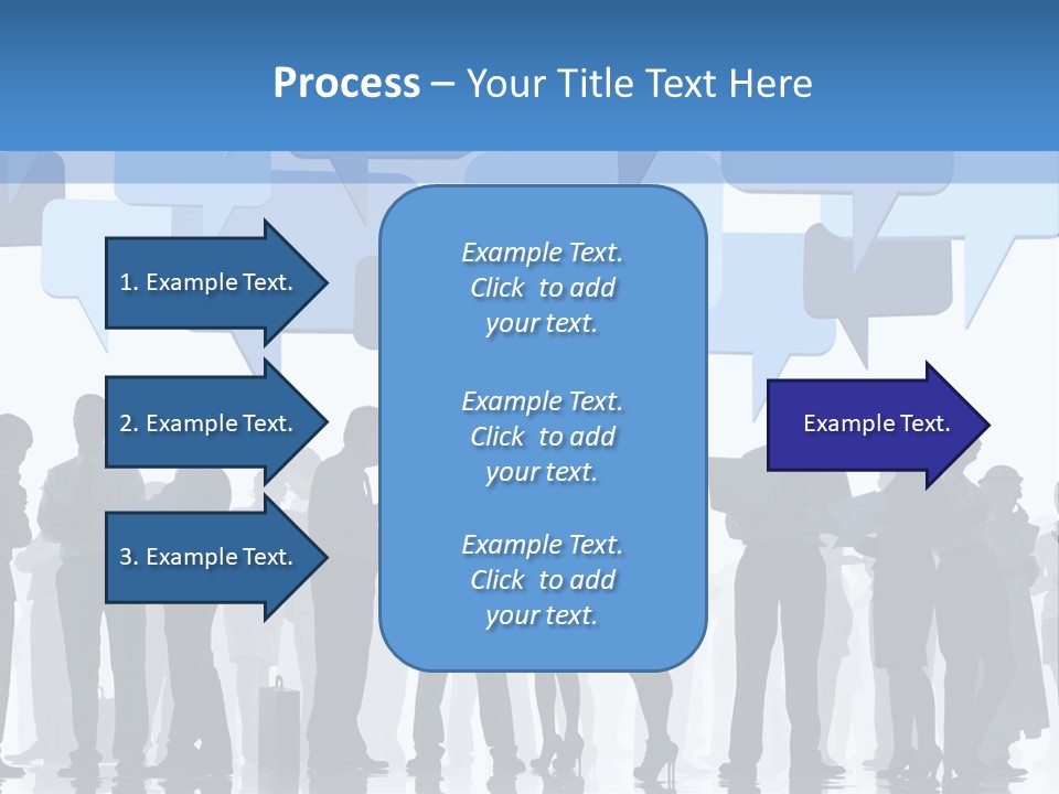 A Group Of People Standing In Front Of Speech Bubbles PowerPoint Template