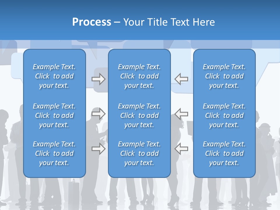 A Group Of People Standing In Front Of Speech Bubbles PowerPoint Template