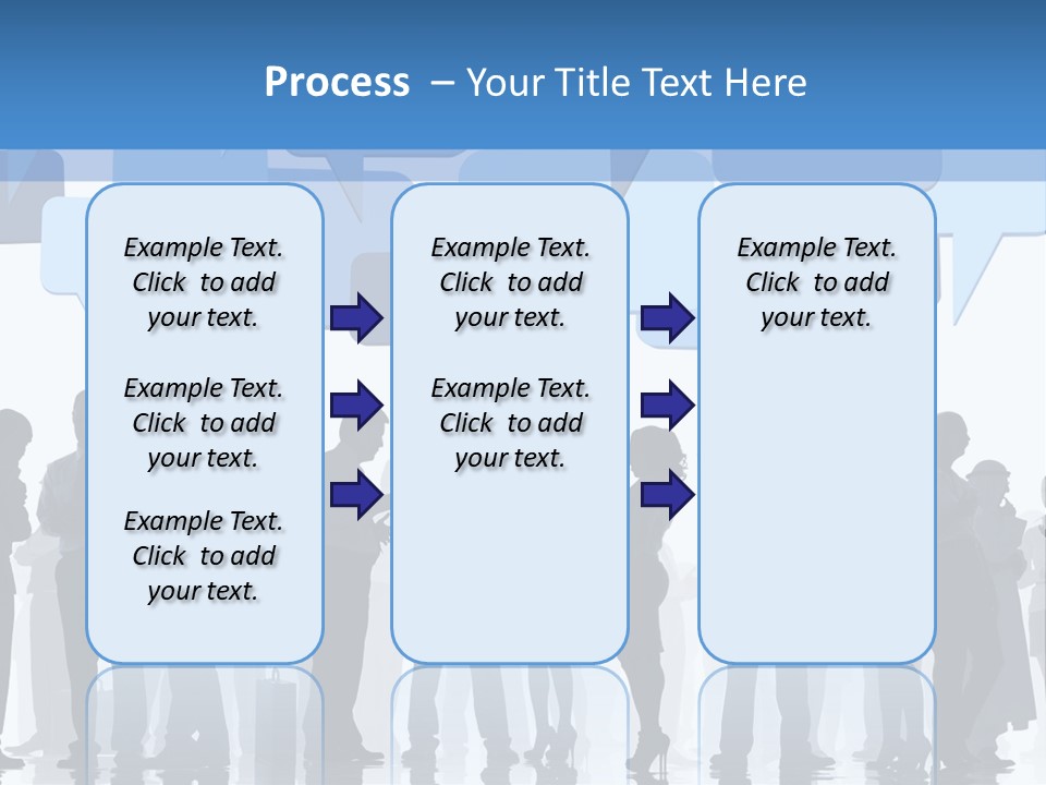 A Group Of People Standing In Front Of Speech Bubbles PowerPoint Template