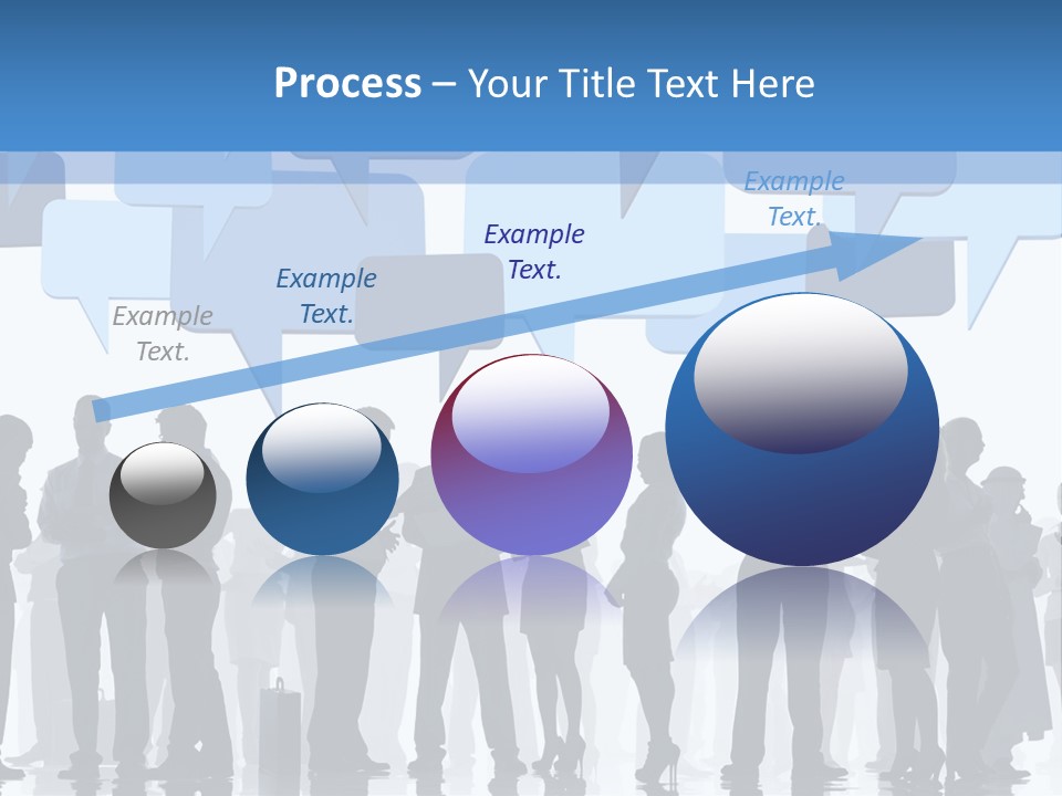 A Group Of People Standing In Front Of Speech Bubbles PowerPoint Template