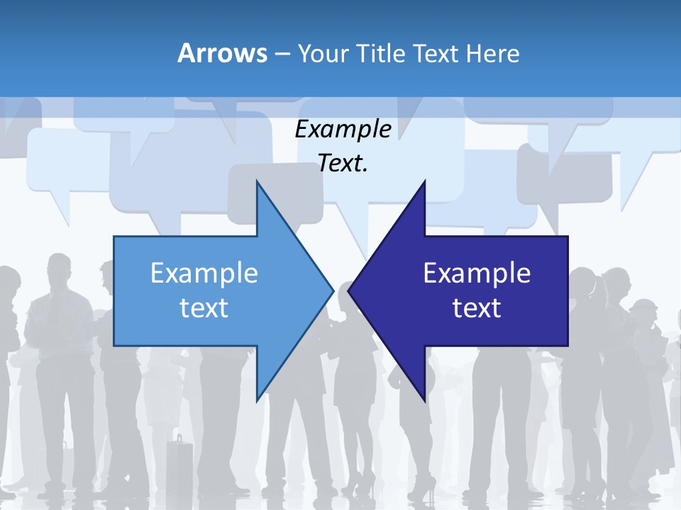 A Group Of People Standing In Front Of Speech Bubbles PowerPoint Template