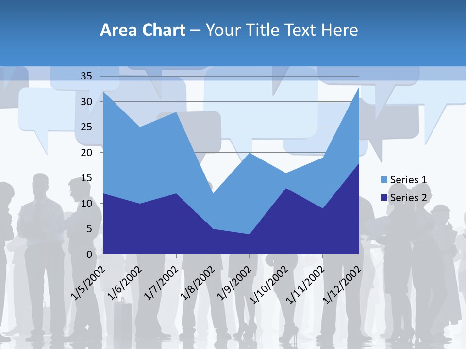 A Group Of People Standing In Front Of Speech Bubbles PowerPoint Template
