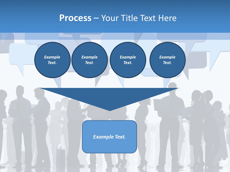 A Group Of People Standing In Front Of Speech Bubbles PowerPoint Template