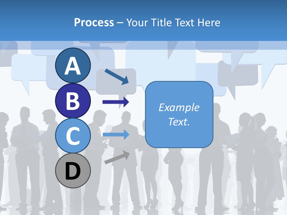 A Group Of People Standing In Front Of Speech Bubbles PowerPoint Template