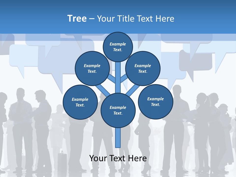 A Group Of People Standing In Front Of Speech Bubbles PowerPoint Template