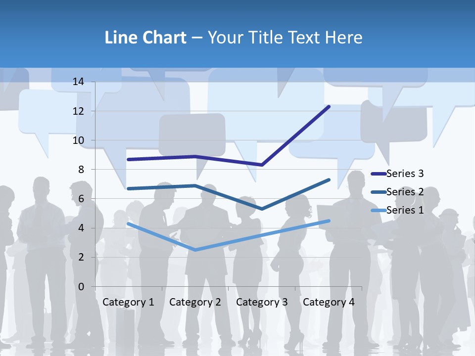 A Group Of People Standing In Front Of Speech Bubbles PowerPoint Template
