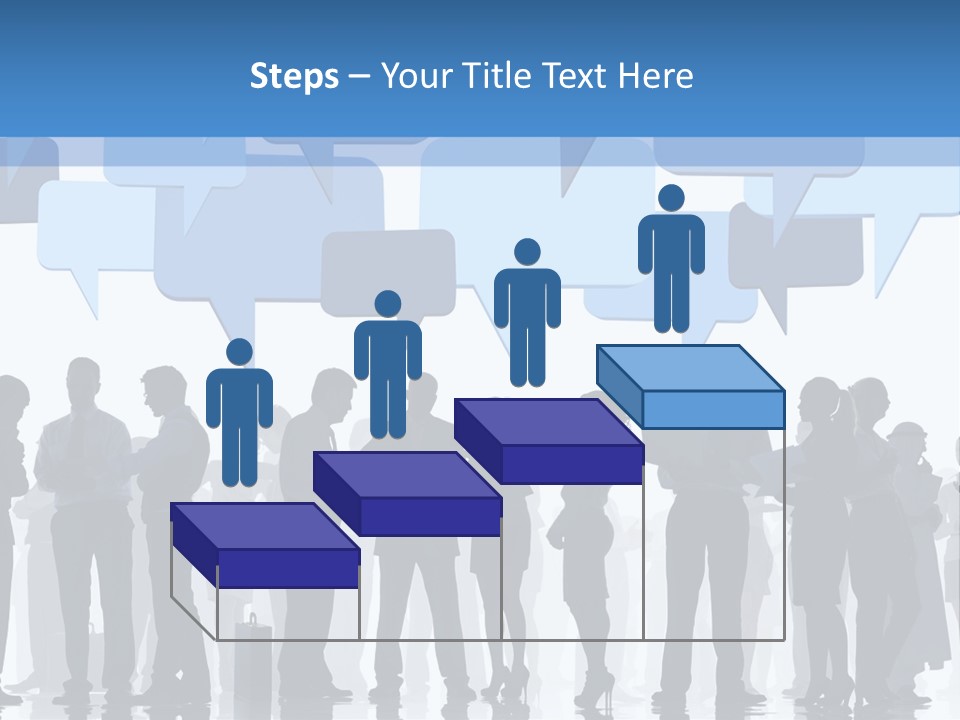 A Group Of People Standing In Front Of Speech Bubbles PowerPoint Template