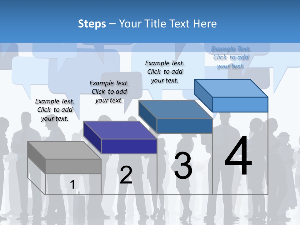A Group Of People Standing In Front Of Speech Bubbles PowerPoint Template