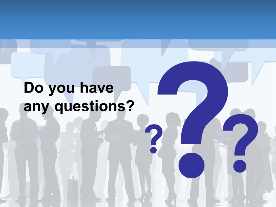 A Group Of People Standing In Front Of Speech Bubbles PowerPoint Template