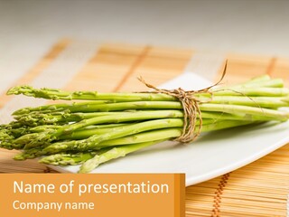 A Bunch Of Asparagus On A White Plate PowerPoint Template