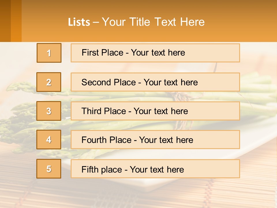 A Bunch Of Asparagus On A White Plate PowerPoint Template