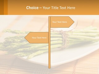 A Bunch Of Asparagus On A White Plate PowerPoint Template
