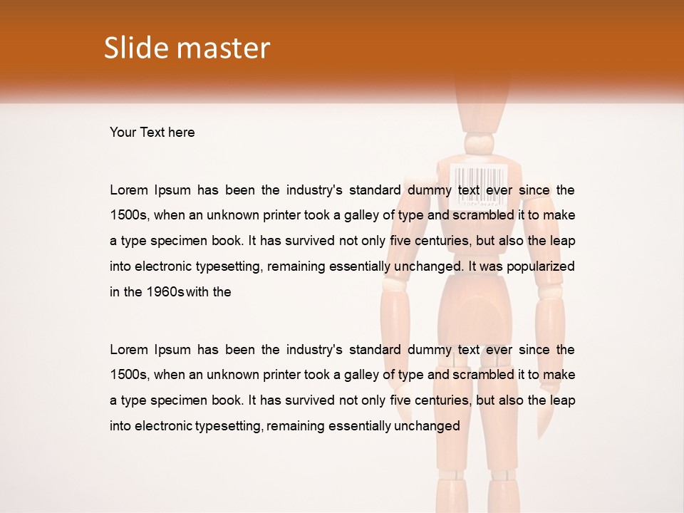 A Wooden Mannequin With A Barcode On It PowerPoint Template