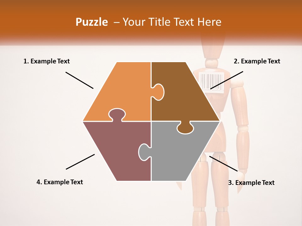A Wooden Mannequin With A Barcode On It PowerPoint Template