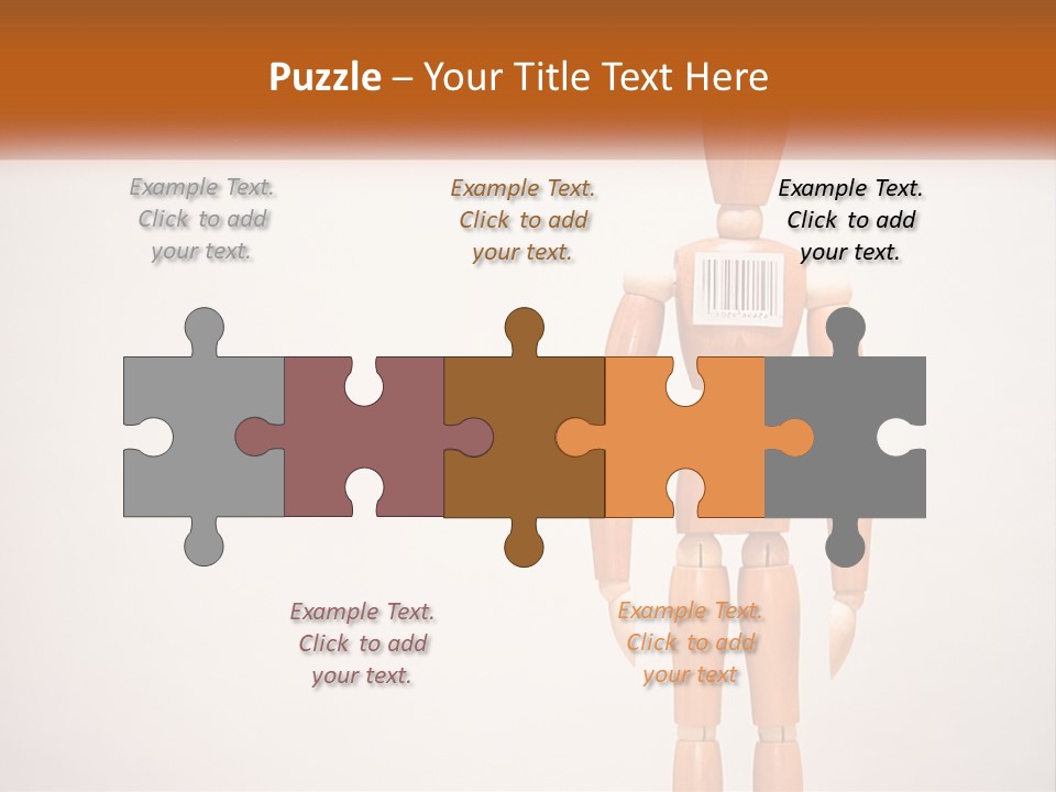 A Wooden Mannequin With A Barcode On It PowerPoint Template