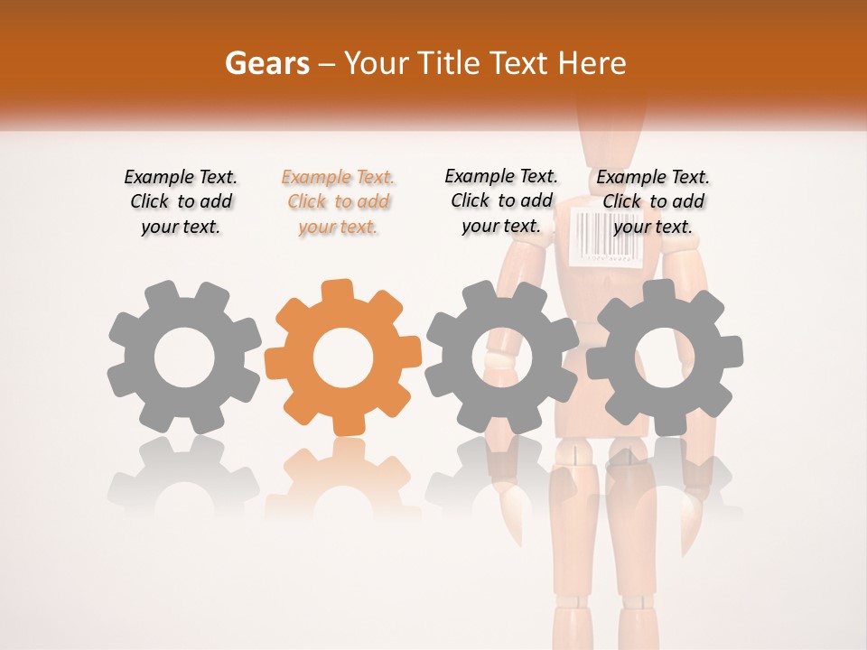 A Wooden Mannequin With A Barcode On It PowerPoint Template