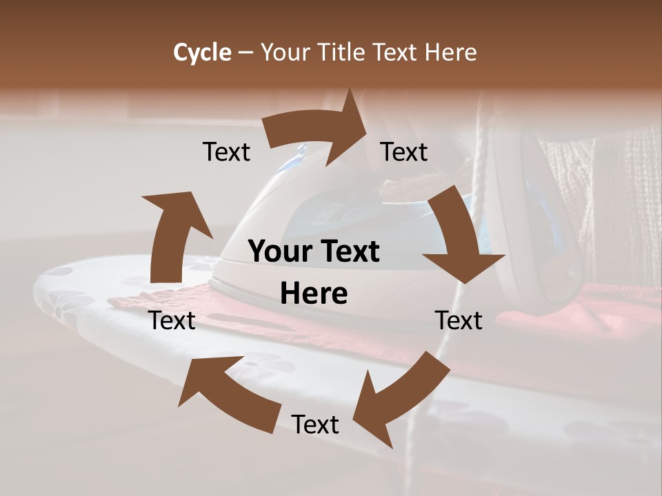 A Woman Ironing A Red And White Iron On A Ironing Board PowerPoint Template