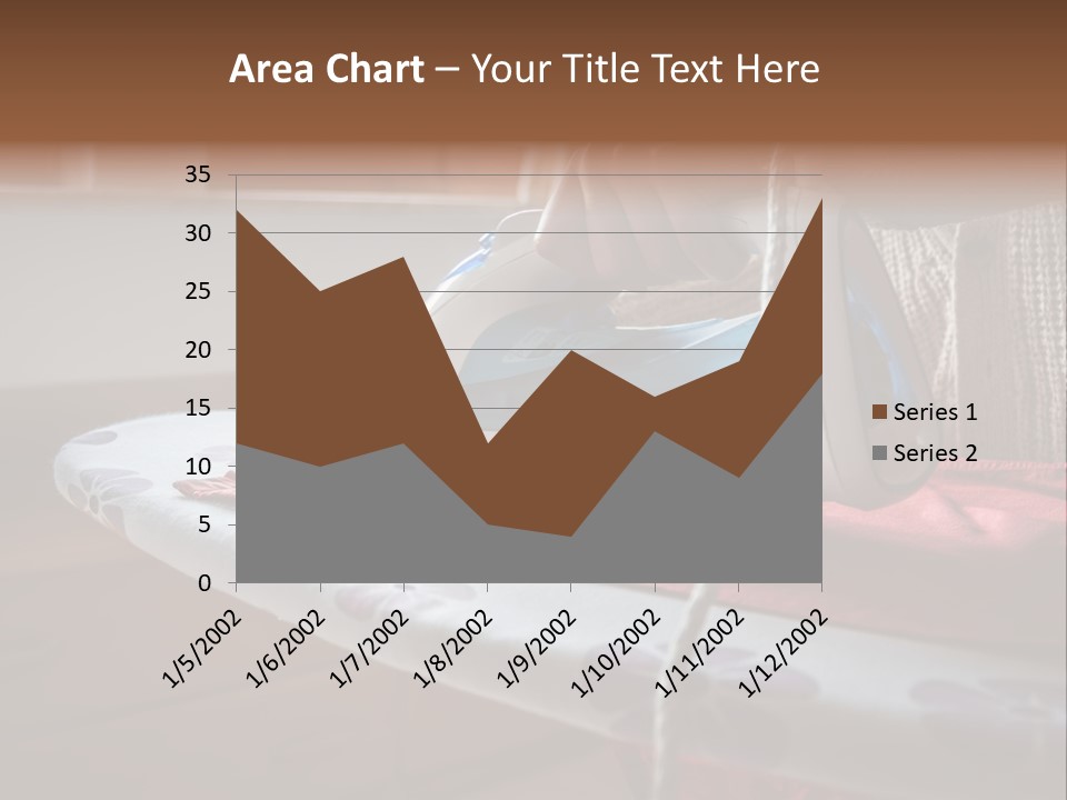 A Woman Ironing A Red And White Iron On A Ironing Board PowerPoint Template