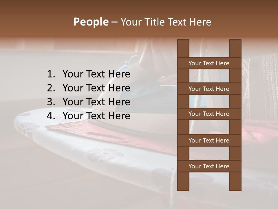 A Woman Ironing A Red And White Iron On A Ironing Board PowerPoint Template