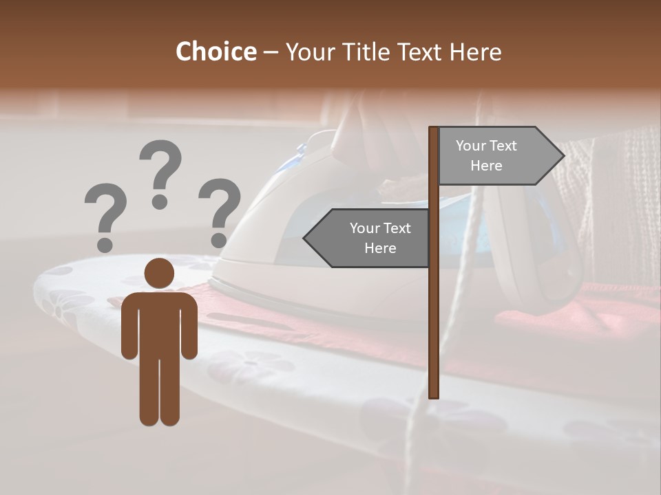 A Woman Ironing A Red And White Iron On A Ironing Board PowerPoint Template