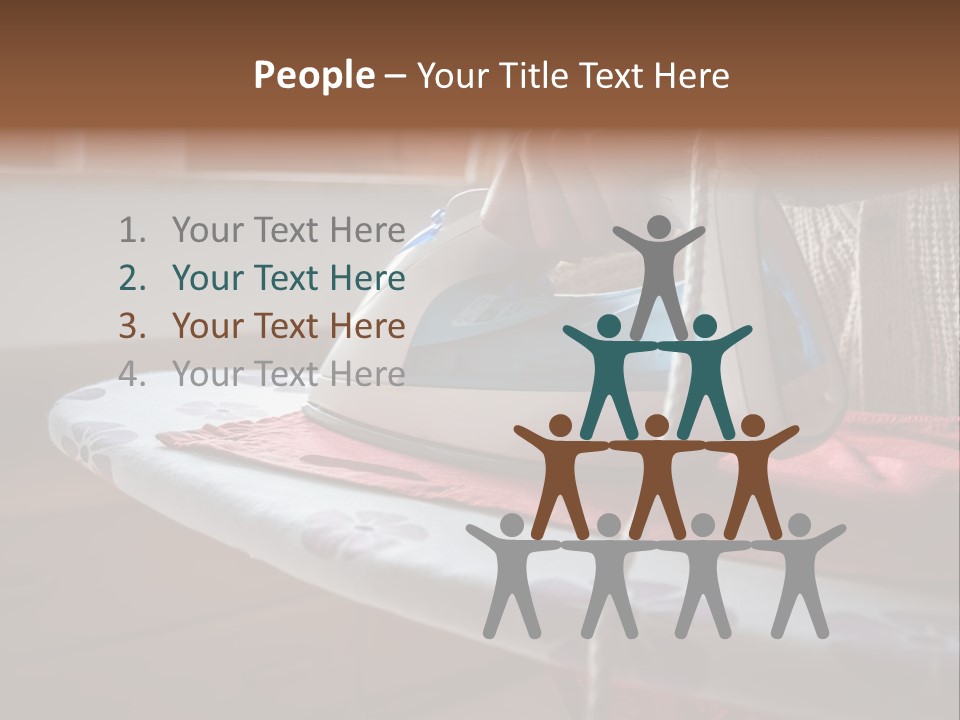 A Woman Ironing A Red And White Iron On A Ironing Board PowerPoint Template