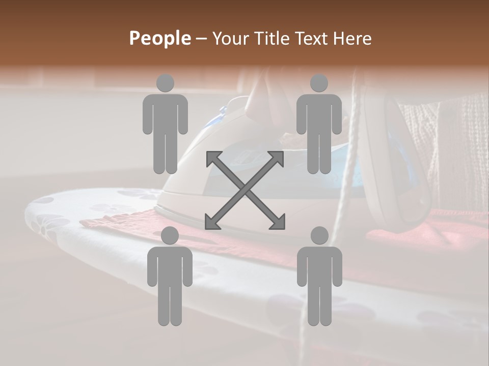 A Woman Ironing A Red And White Iron On A Ironing Board PowerPoint Template