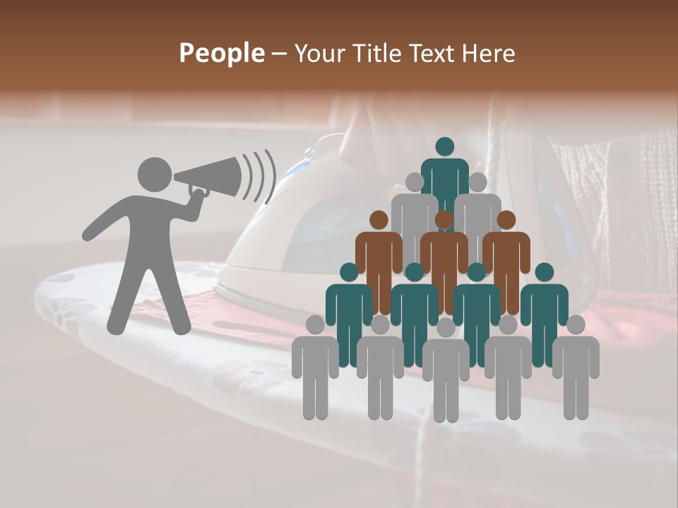 A Woman Ironing A Red And White Iron On A Ironing Board PowerPoint Template